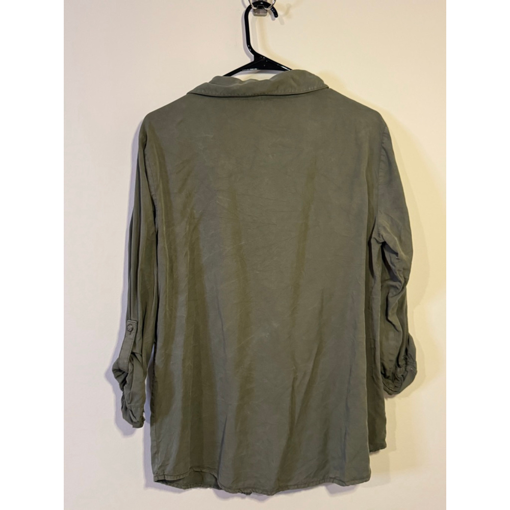 Social Standard by Sanctuary Olive Green Utility Button Down Shirt Women’s Small - Picture 3 of 4